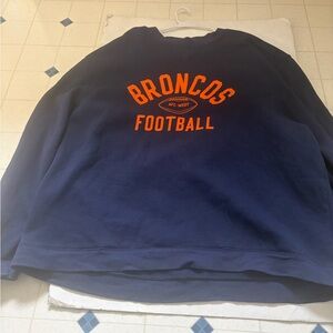 Reebok Broncos football Navy and Orange Crewneck Sweater
